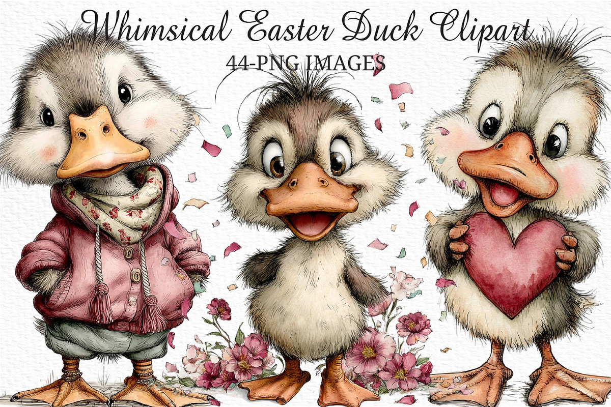 Whimsical Easter Duck Clipart Bundle, an Illustration by Craft Nest (Photo 1 of 11)