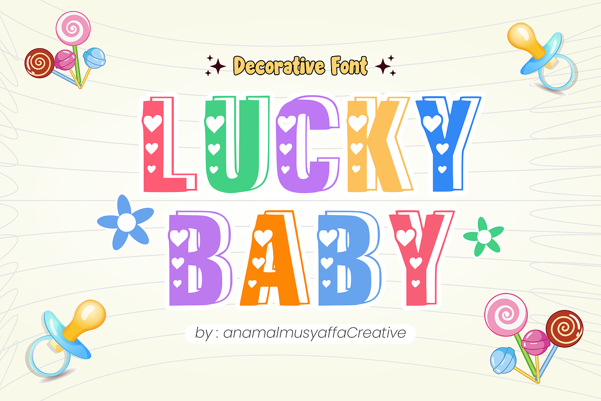 Lucky Baby - Decorative Font Types, a Font by KiddoGlyphs Studio (Photo 1 of 5)
