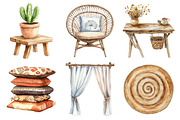 Watercolor Boho Interior Clipart, an Illustration by Daily.Designs (Thumbnail 2 of 5)
