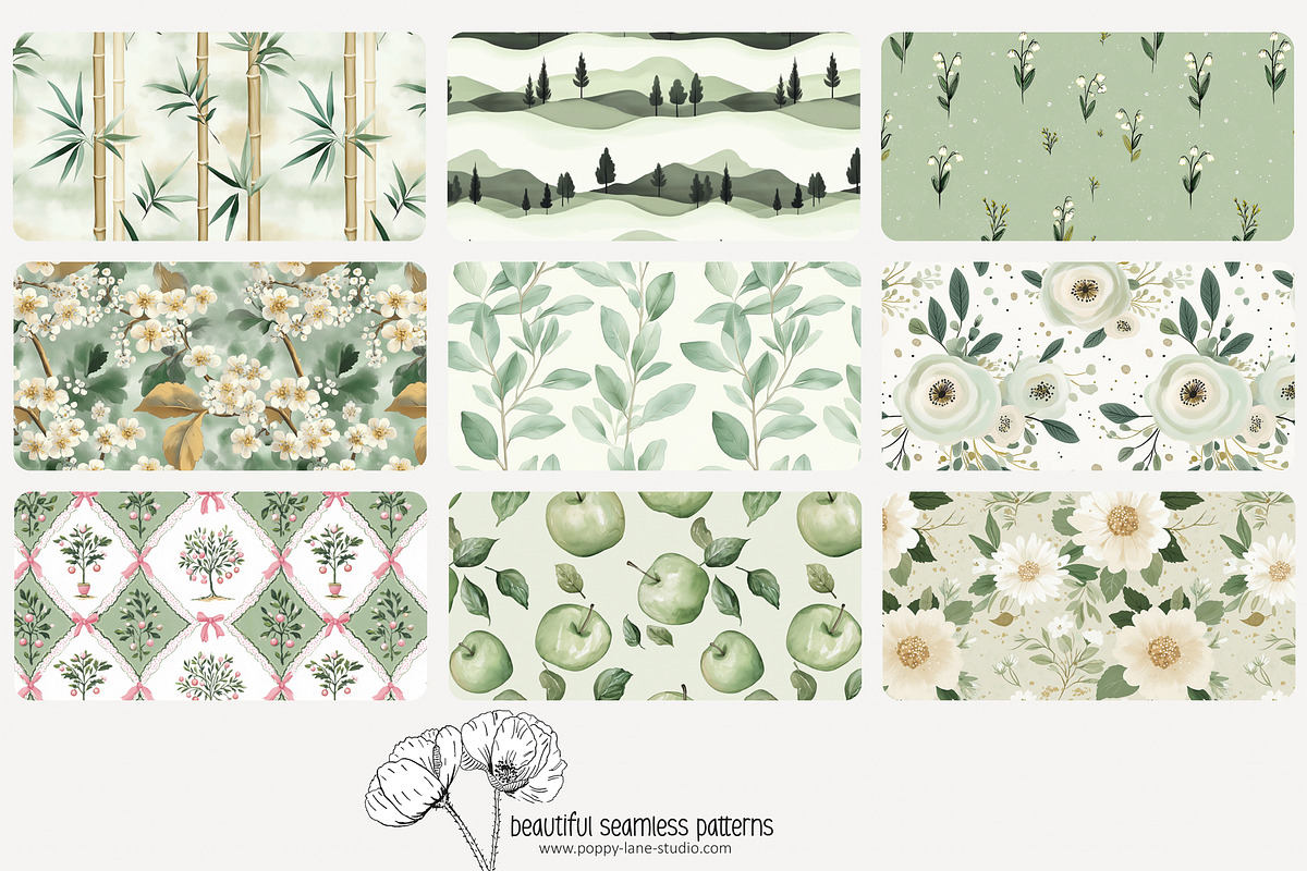 70 sage green seamless pattern, a Pattern Graphic by Poppy Lane Studio (Photo 8 of 10)