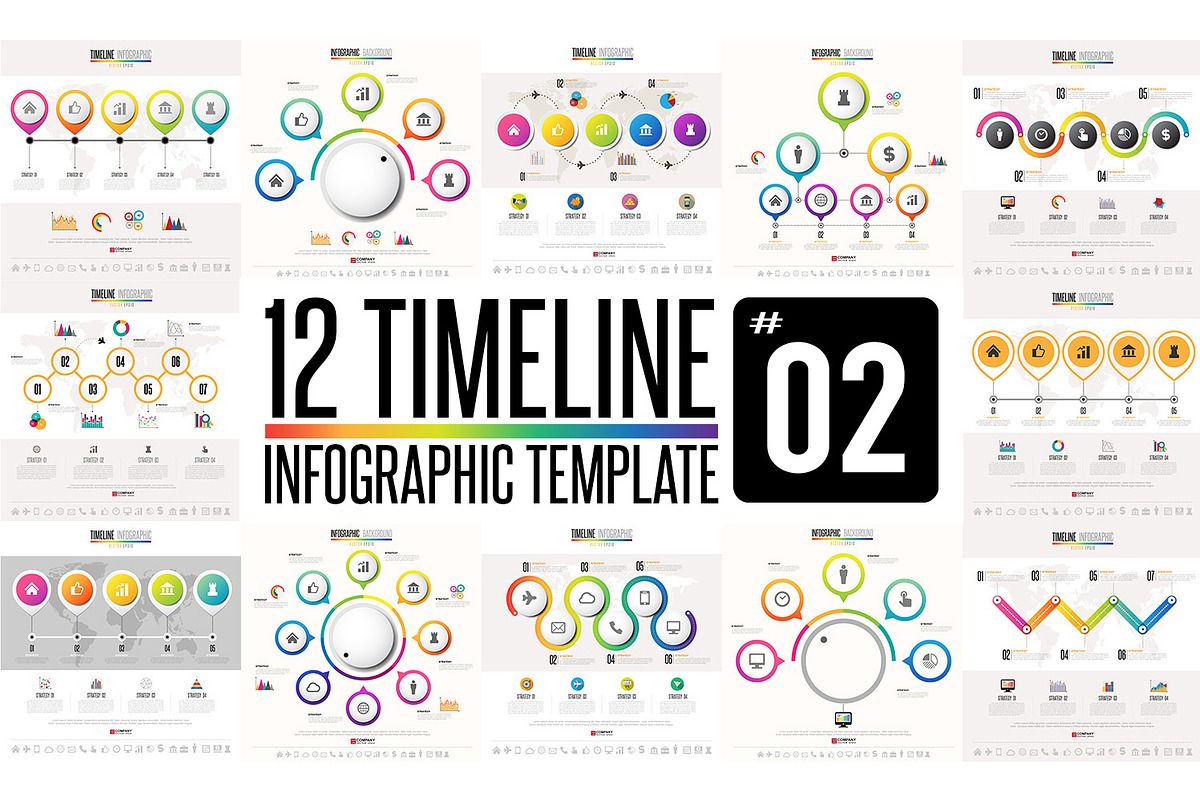 12 Timeline Infographic Template 02, a Presentation Template by Paperboxshop (Photo 1 of 3)