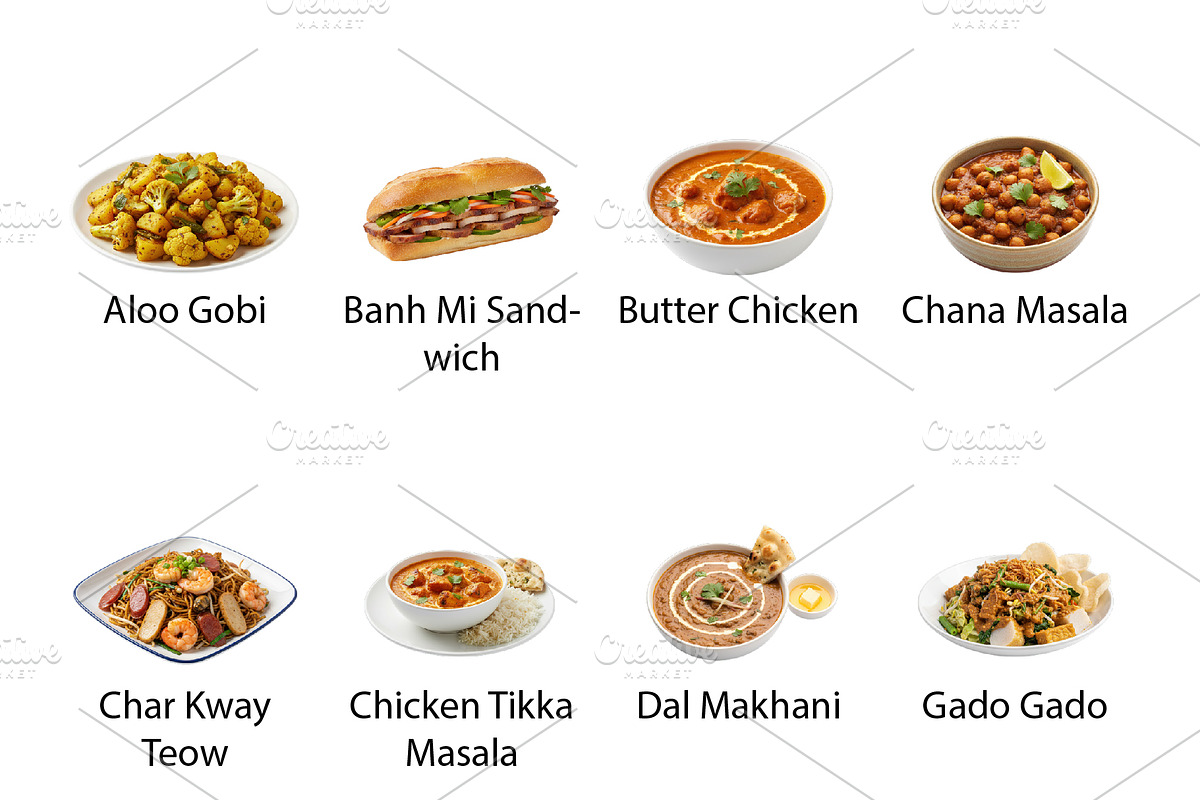 Indian & Southeast Asian Food - PNG, a Food Illustration by Nurlan's shop (Photo 2 of 4)