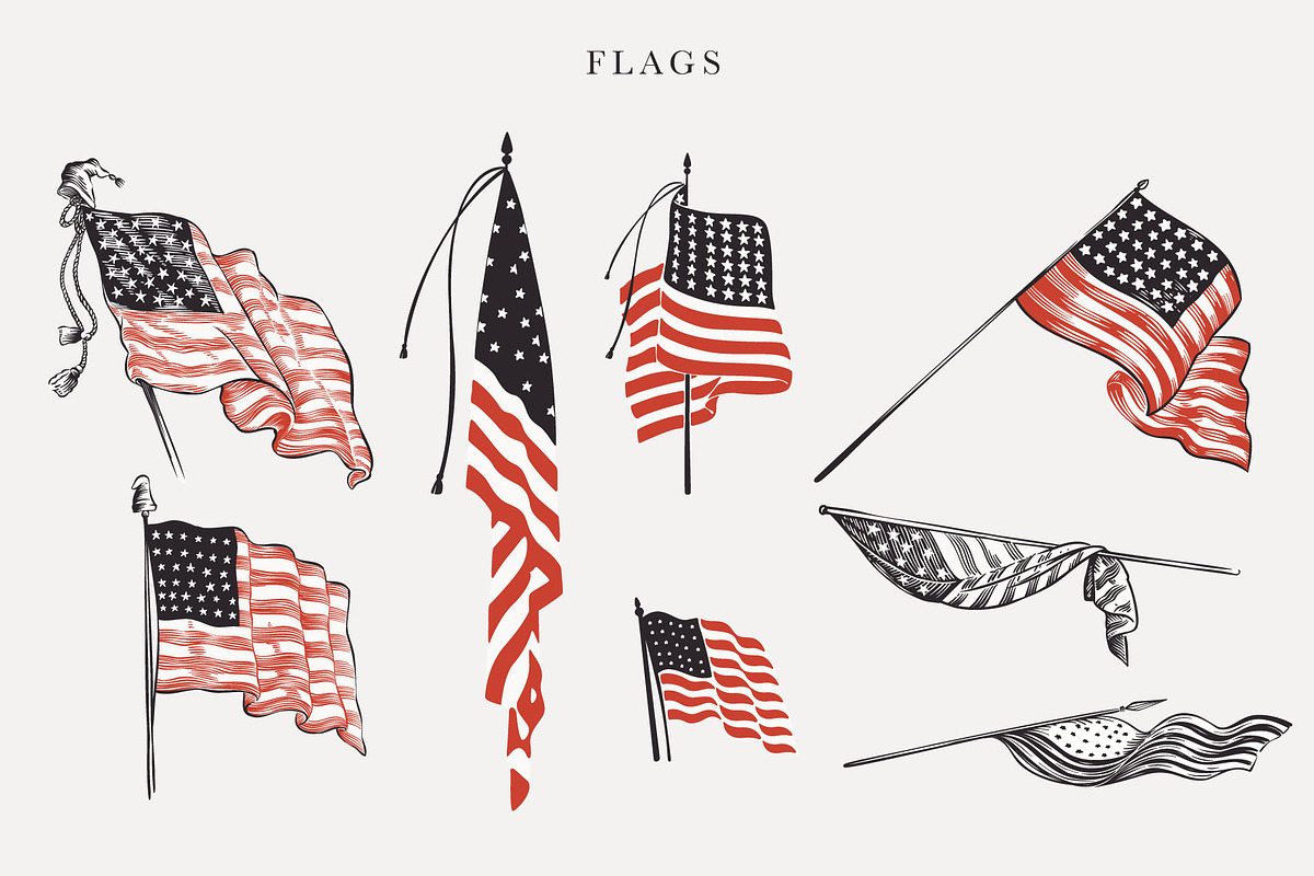 USA history & 4th of July vector set, a Decorative Illustration by kaer_shop (Photo 5 of 14)