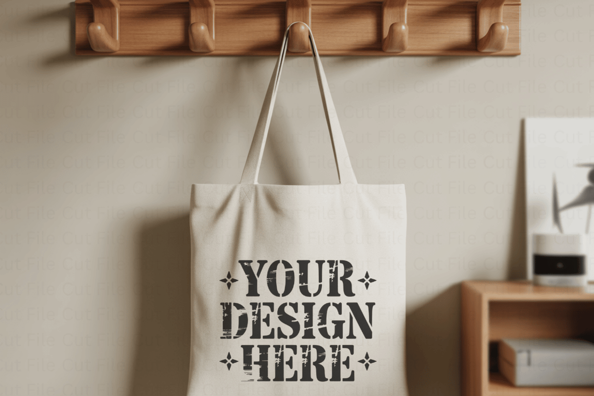 Beige Tote Bag Mockup, an Advertising Mockup by Cut File (Photo 1 of 3)