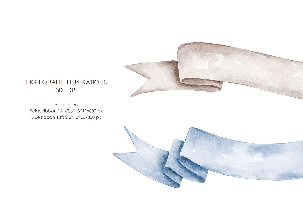 Watercolor ribbon banners clipart, a Decorative Illustration by AquarelleSpace (Photo 4 of 4)