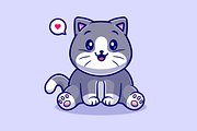 Cute Fat Cat Sitting Cartoon, an Animal Illustration by Catalyst Labs (Thumbnail 3 of 3)