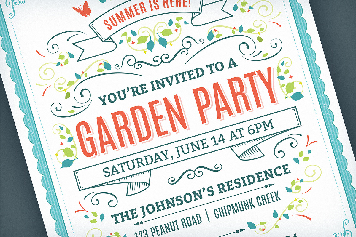 Garden Party Invitation Template, an Invitation Template by Mera Pixels (Photo 1 of 3)