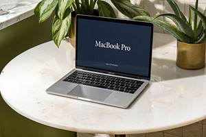 MacBook Laptop Mockup With Plants