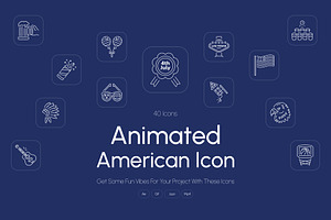 Animated American Icon Art Set, an Outline Icon by Prosymbols