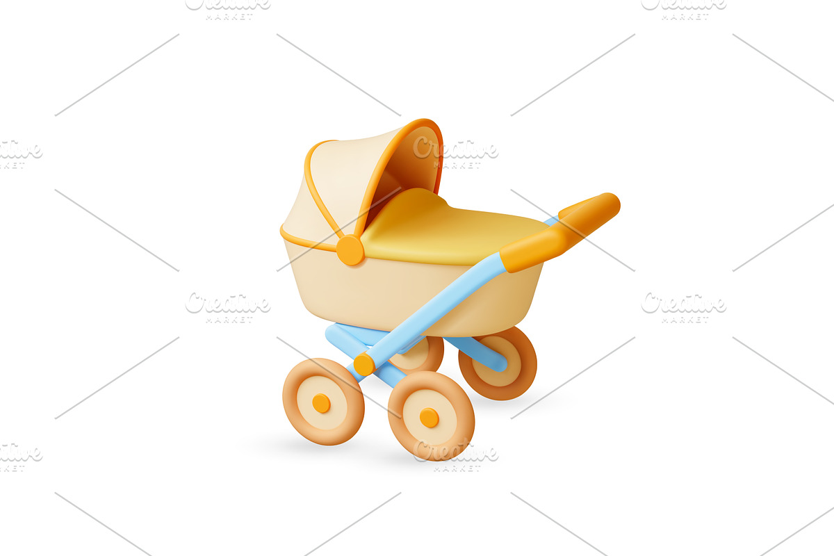 Stroller 3d icon. Isolated newborn, an Illustration by Valerie Bodnar