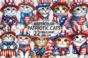 Watercolor Patriotic Cat PNG Clipart, an Animal Illustration by Craft Nest (Thumbnail 1 of 4)
