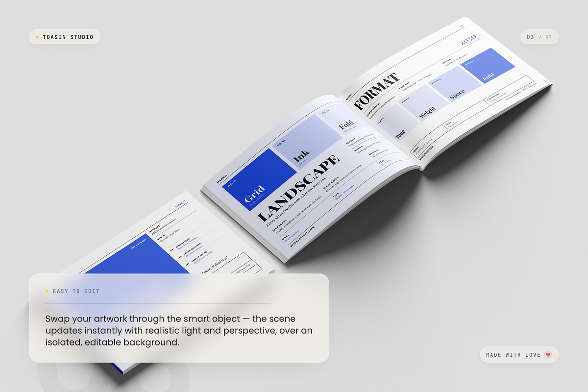 A4 Landscape Magazine Mockup, a Books & Magazine Mockup by Toasin Studio (Photo 3 of 7)