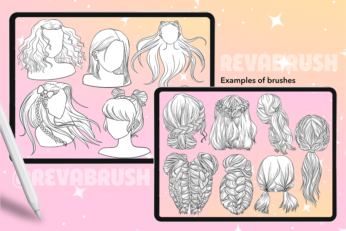 Procreate Anime Hair Manga brushes, a Brush Add-On by Revabrush (Photo 2 of 5)