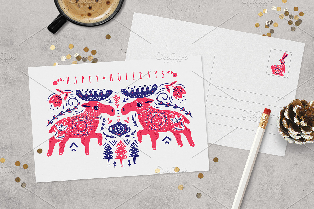 Scandinavian Christmas set, vector, an Animal Illustration by harmonia_green_art (Photo 10 of 13)