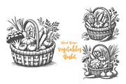 Rustic Hand-Drawn Vegetable Basket, a Food Illustration by MkStudio (Thumbnail 1 of 4)