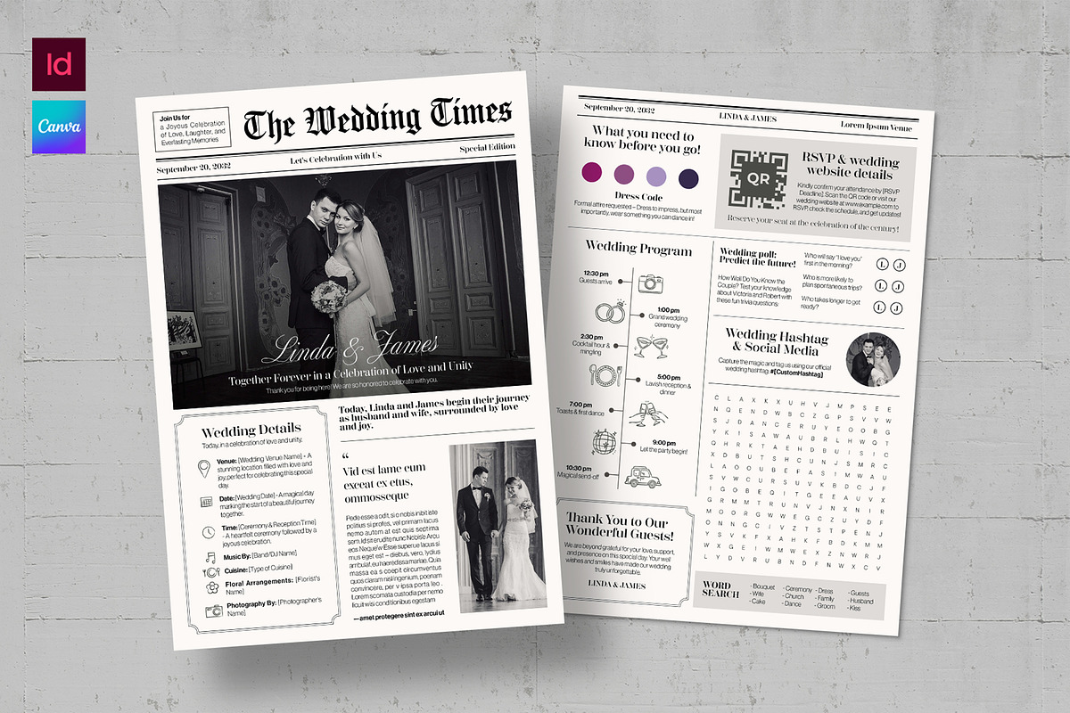 Wedding Newspaper Flyer Template, a Flyer Template by BrandPacks (Photo 1 of 5)