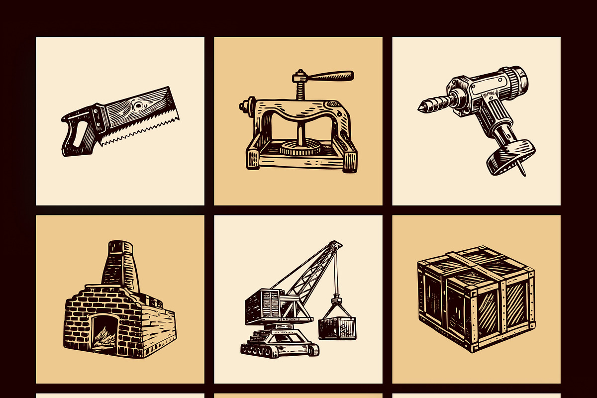 Vintage Industry Illustration Set, an Object Illustration by Prosymbols (Photo 7 of 10)