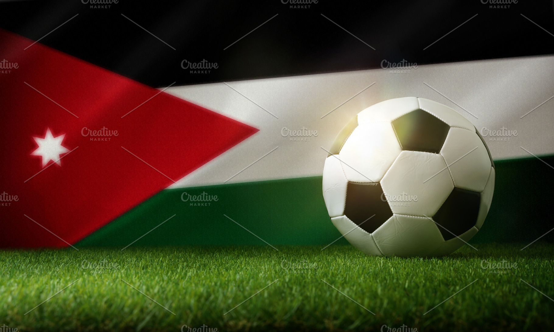 Soccer Ball on Jordan Flag Background, a Sports & Recreation Photo by Davizro's Market