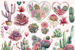 Boho Cactus & Succulent Clipart