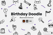 Birthday Doodle Illustration Pack, an Object Graphic by SLAB! Design (Thumbnail 1 of 2)