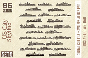 Tempe City Skyline Stencil Cut SVG