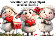 Valentine's Day Sheep Clipart Bundle, an Illustration by Dream Creation (Thumbnail 1 of 5)