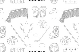 Hand Drawn Hockey Icons Pattern