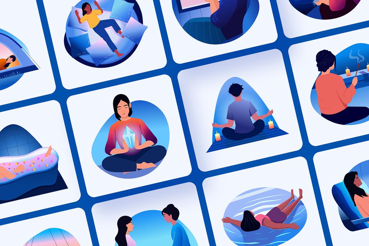 Sleep and Meditation Illustration, a Healthcare Illustration by Brickclay (Photo 5 of 9)