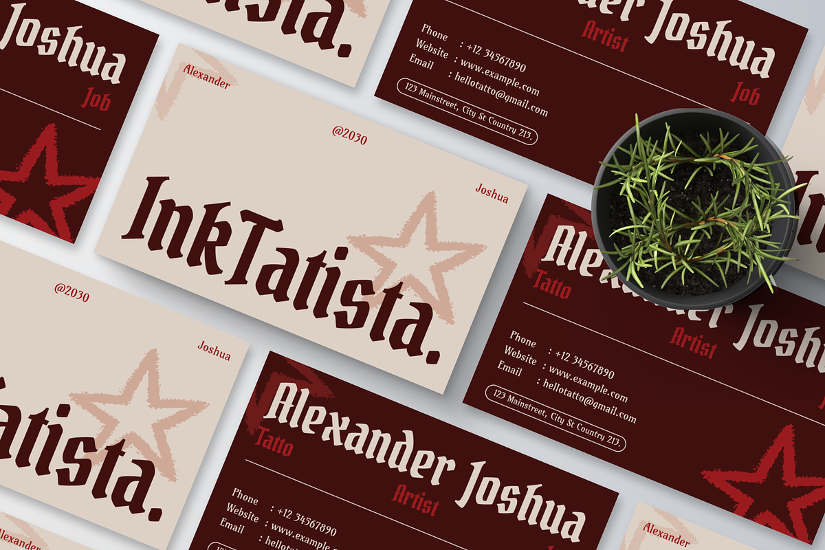 Red Tatto Artist Business Card, a Business Card Template by Annora Studio (Photo 5 of 6)