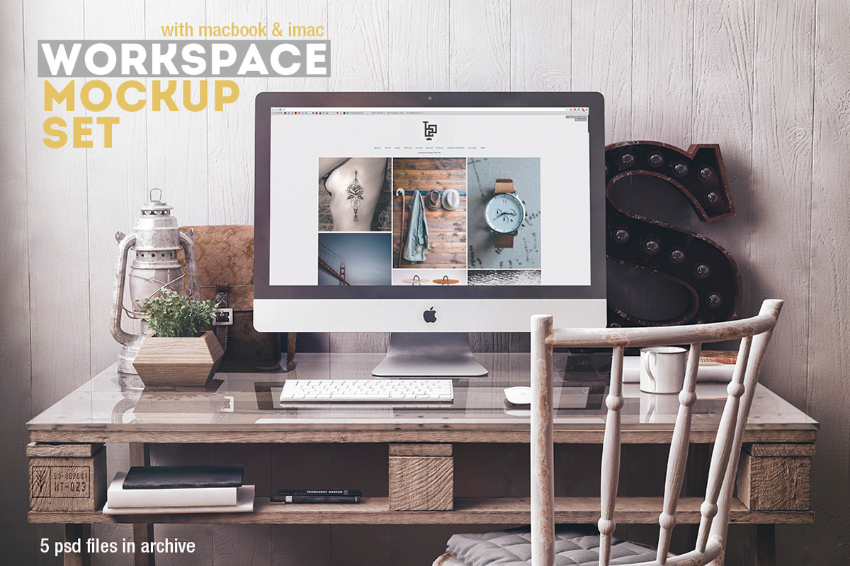 Workspace Mockup Set 3, a Mac Mockup by Best Pixels™ (Photo 1 of 5)