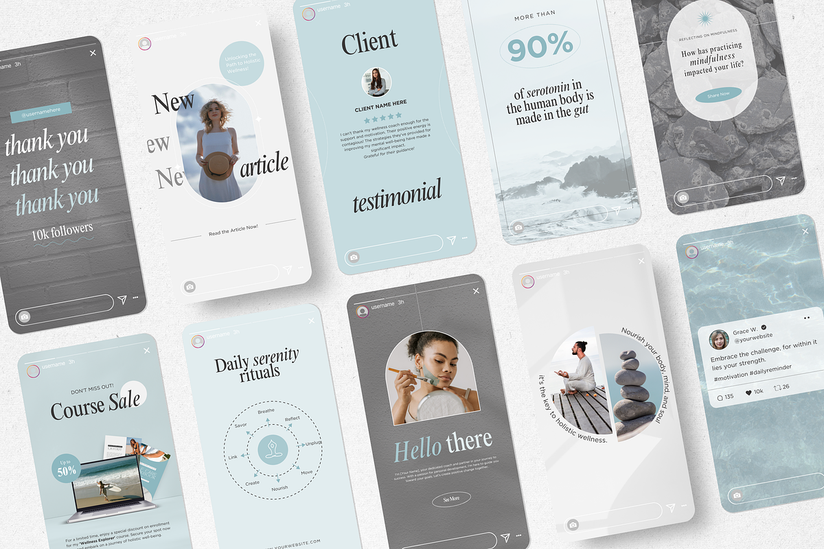 Wellness Instagram Templates Bundle, a Social Media Template by DigiPax (Photo 5 of 12)
