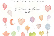 Watercolor Balloons Clipart Set, a Decorative Illustration by Sunshine Art (Thumbnail 6 of 8)
