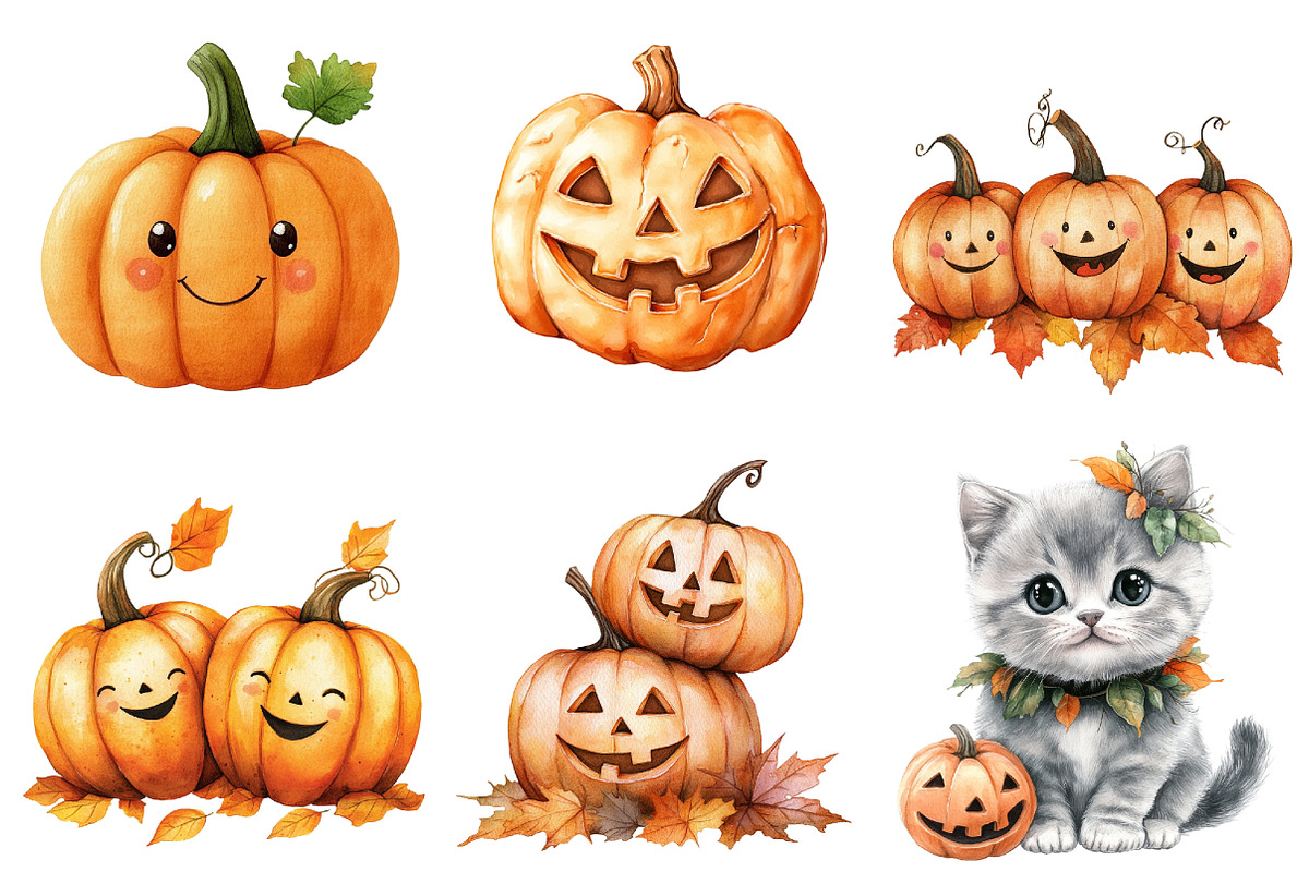 Kawaii Halloween Pumpkin Ghost, a Seasonal Illustration by CitraGraphics (Photo 3 of 5)