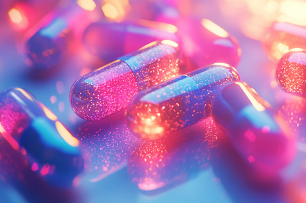 Vibrant Capsules and Soft Gel Pills in Colorful Light, an Abstract Photo by Natalia Klenova's Shop