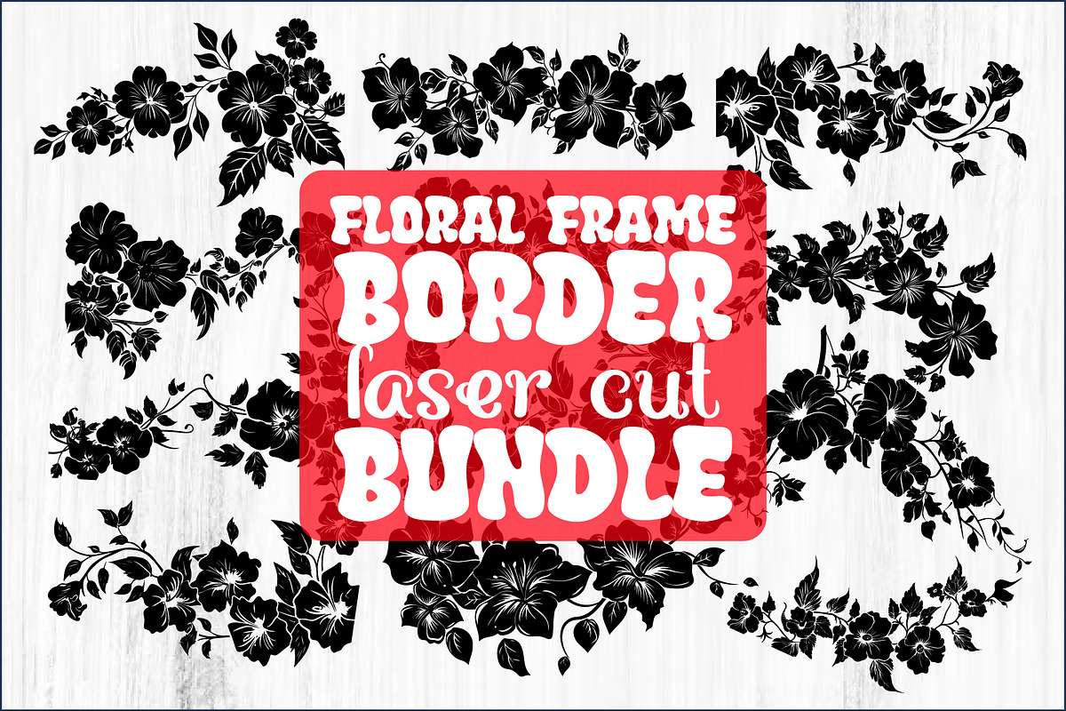 Floral Frame Border Laser Cut Bundle, a Graphic by Creativeshirt (Photo 2 of 11)