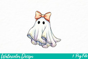 Cute Ghost PNG, Fall Halloween png, an Illustration by Watercolor design (Thumbnail 1 of 3)