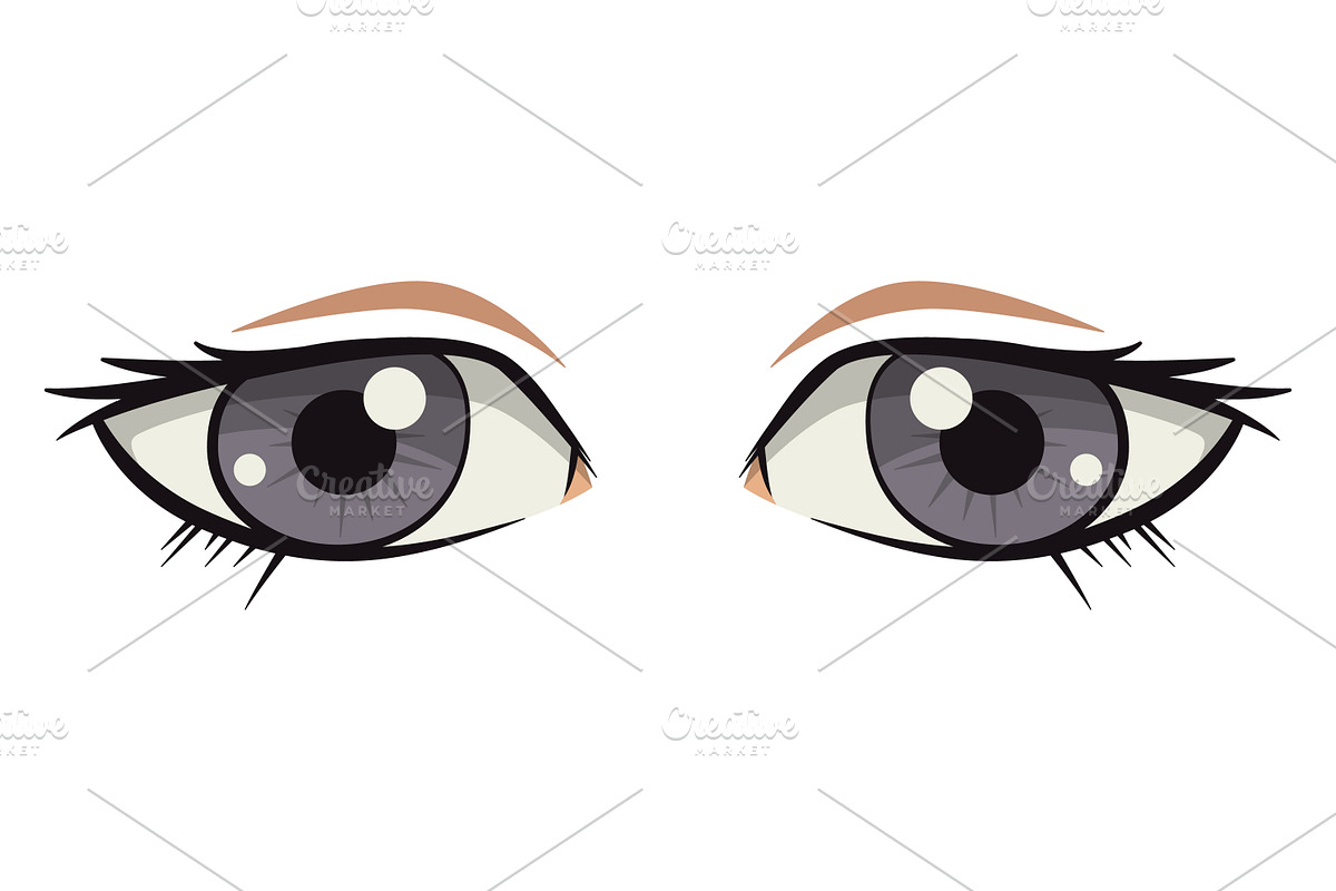 Anime Style Vector Set of Flat Eyes., a Person Illustration by Gomolach (Photo 5 of 25)