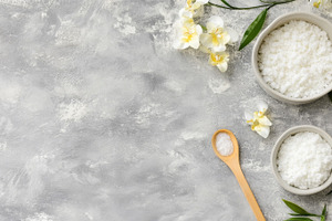 Spa concept background with bowls of, a Photo by Dvoevnore photos