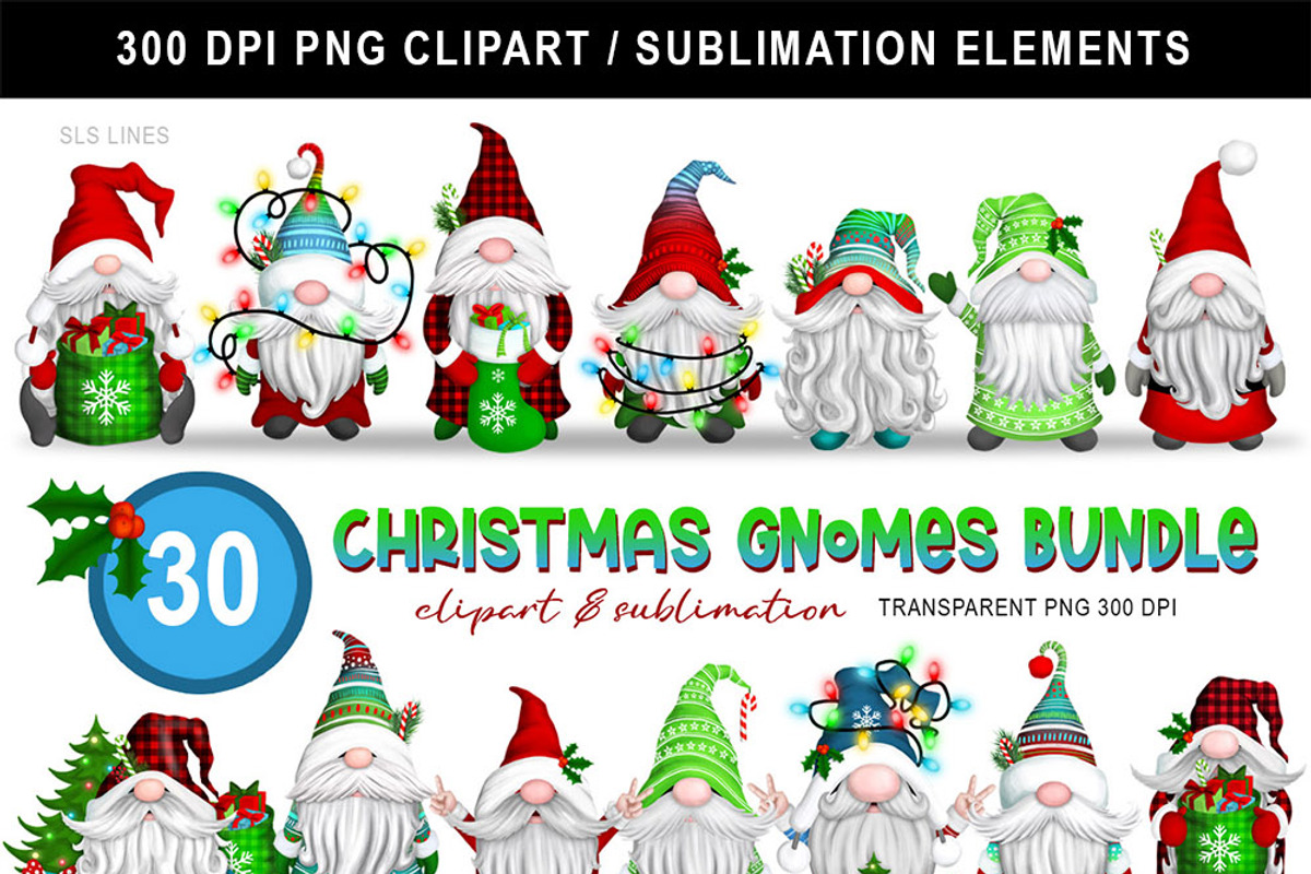 Christmas Gnomes Holiday Clipart, an Illustration by SLS Lines (Photo 7 of 7)