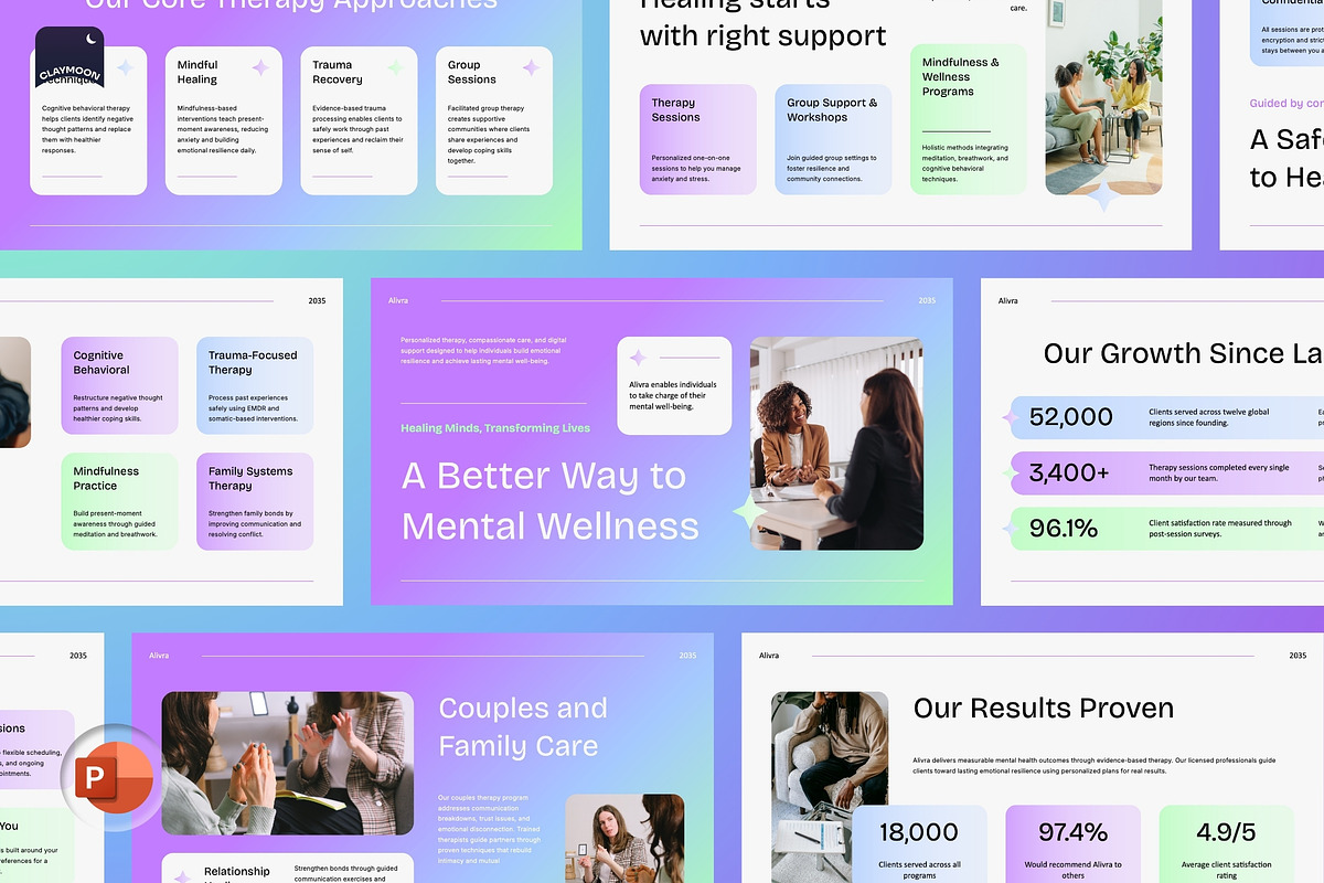 Mental Health Therapy Pitch Deck, a Presentation Template by Claymoon Lab (Photo 2 of 7)