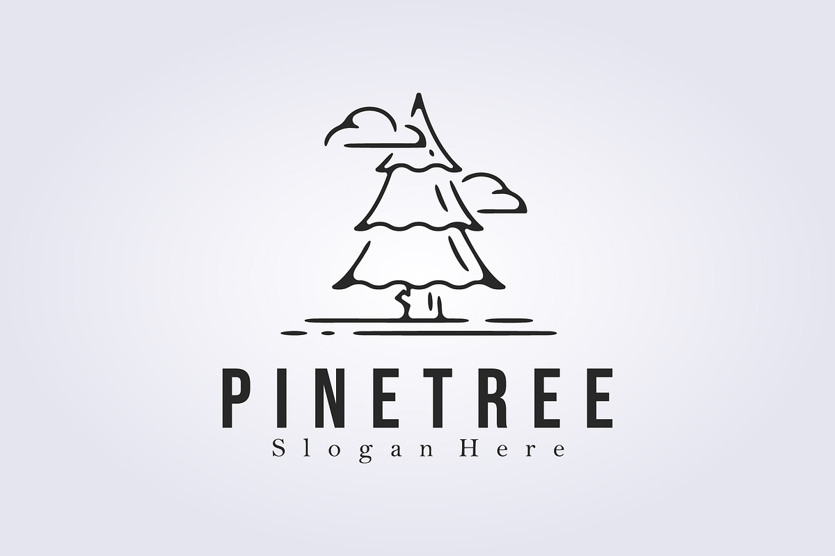 line art evergreen pine tree logo, a Branding & Logo Template by Lodzrov
