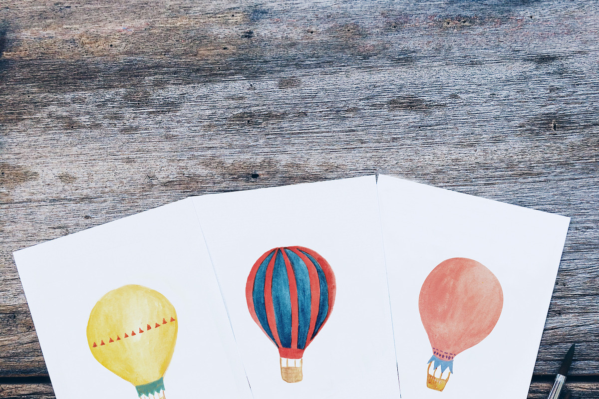 Hot Air Balloon Wall Art Bundle, an Illustration by artemyst (Photo 4 of 6)