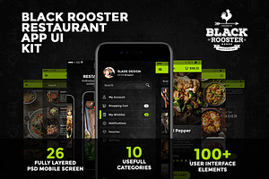 Black Rooster restaurant App ui kit