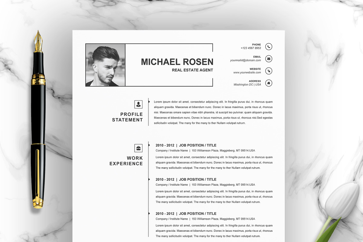 One Page Clean Resume / CV Template, a Resume Template by ResumeInventor (Photo 1 of 5)