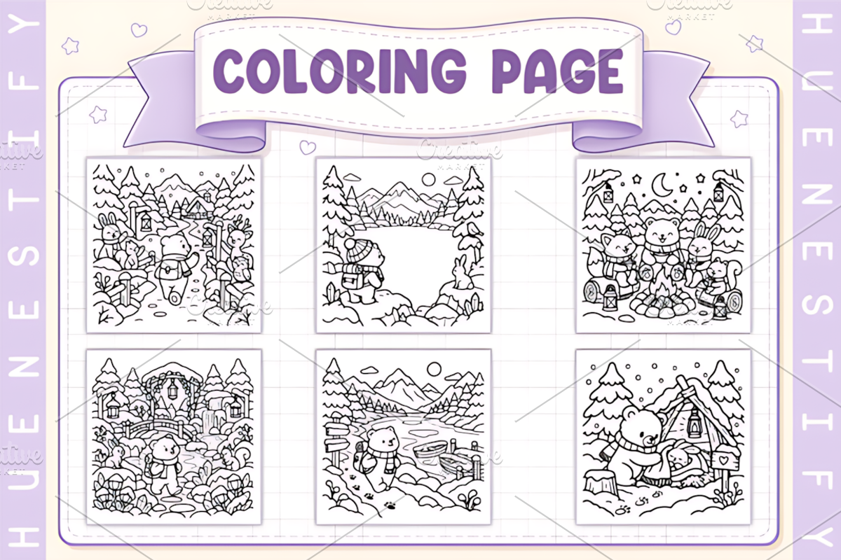 Cozy Bear Winter Journey Coloring, a Seasonal Illustration by Design Station (Photo 3 of 3)