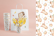 Capybara watercolor illustrations, an Animal Illustration by Fedulova Art (Thumbnail 9 of 13)