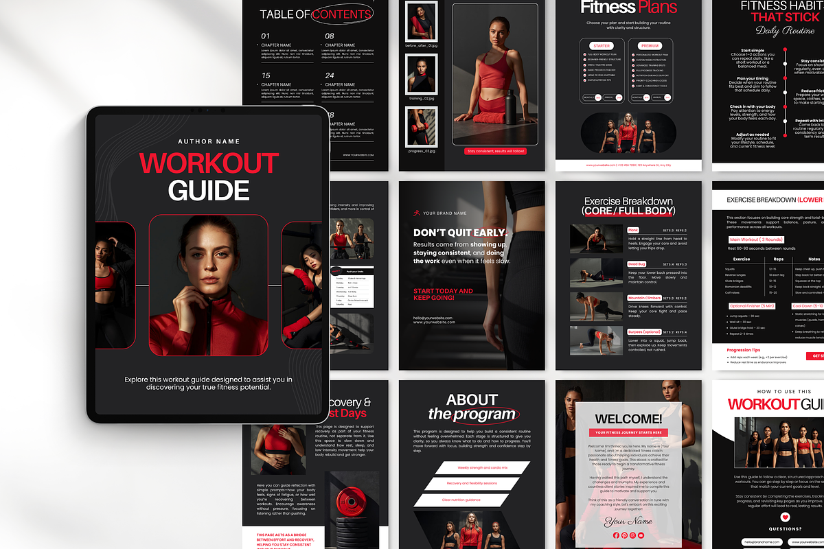 Fitness Coach Ebook Template Canva, a Magazine Template by DigiPax (Photo 6 of 11)