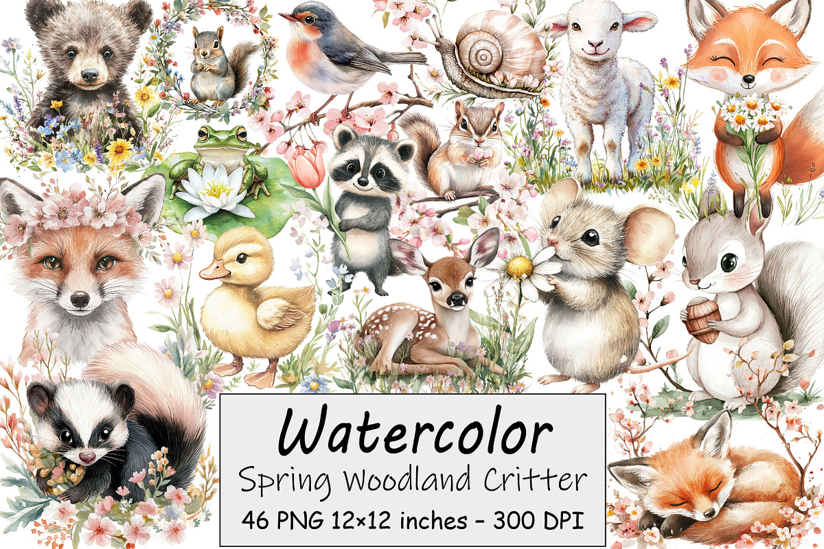 Spring Woodland Critter Clipart, an Illustration by Design Market (Photo 1 of 4)
