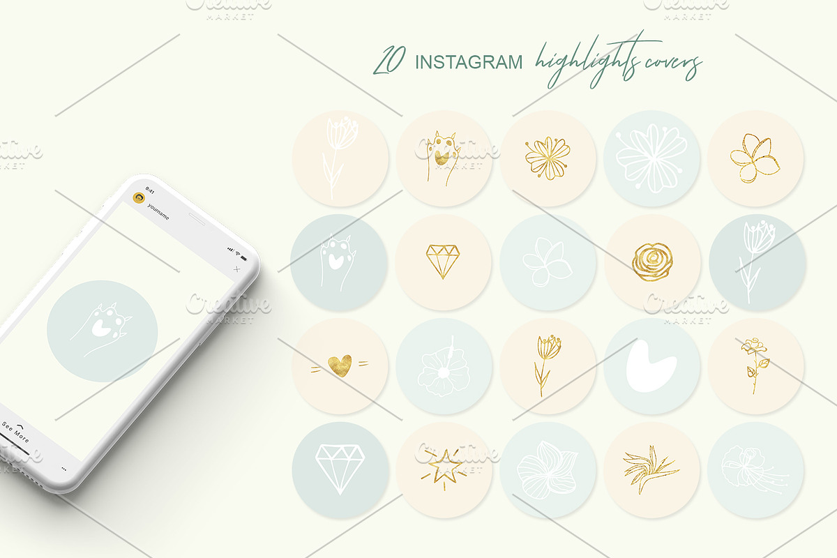 Instagram Story Highlights Covers, a Social Media Template by kh_cat (Photo 1 of 2)