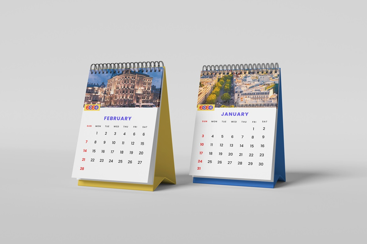 Desk Calendar Mockup, a Merchandise Mockup by AndikaGraphic (Photo 4 of 6)